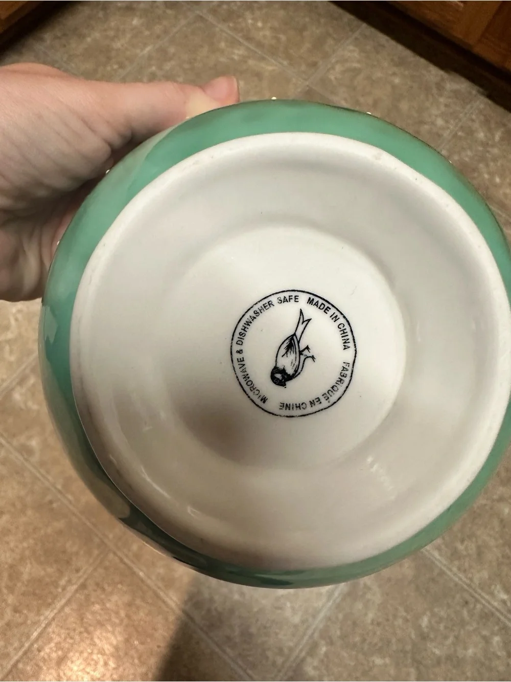 Anthropologie Ceramic Cereal Bowl Teal Yellow Blue